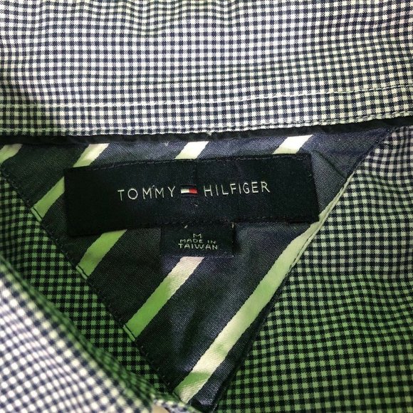 TOMMY HILFIGER CHECKERED BLUE BUTTON DOWN MENS M - Picture 3 of 7